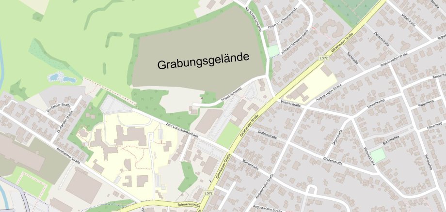 Das Grabungsgelände Ecke Prozessionsweg/Am Schwartenkamp.