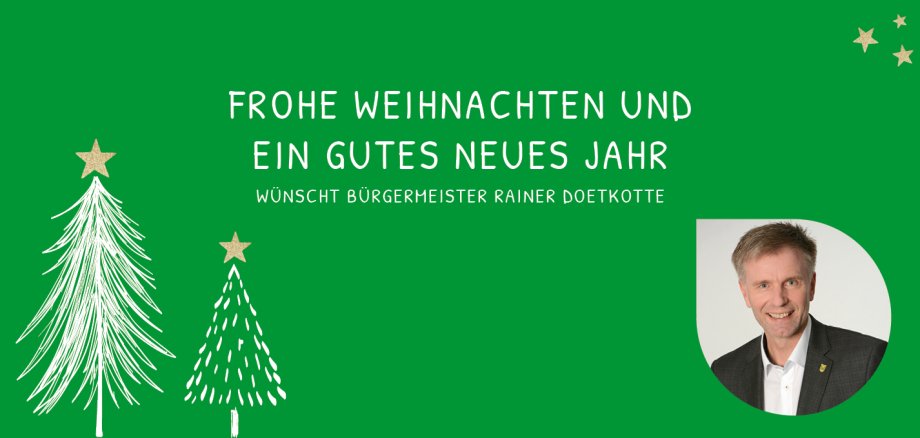 Grafik "Frohe Weihnachten und ein gutes neues Jahr wünscht Bürgermeister Rainer Doetkoette"