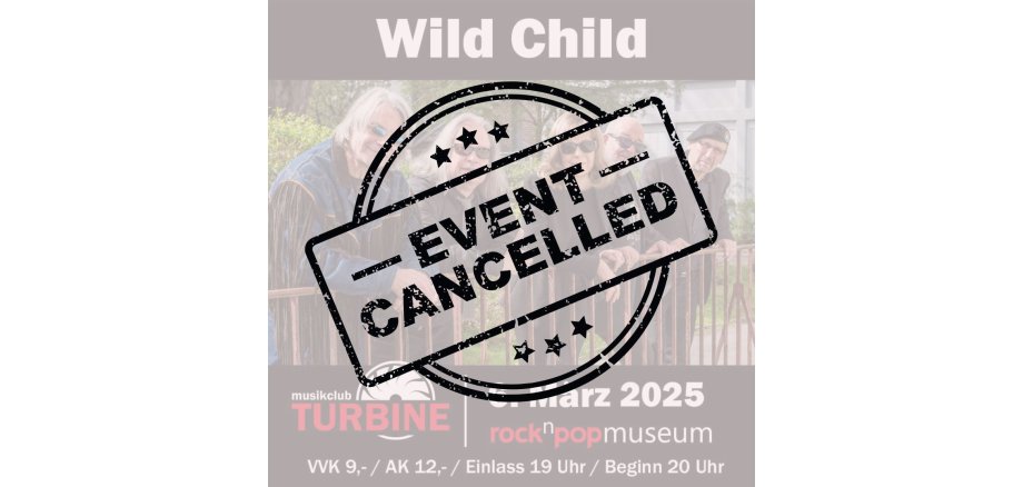 Konzertplakat mit dem Stempel "EVENT CANCELLED"